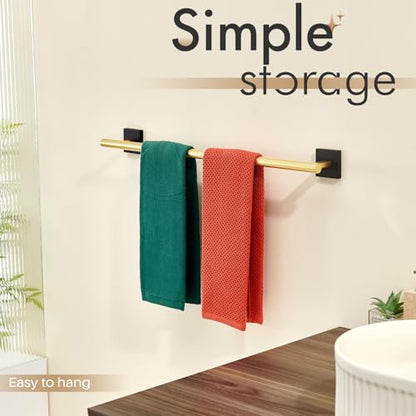 KOKOSIRI Bathroom Towel Bar Bath Towel Holders for Toilet Kitchen Cabinet Wall Mount 24 Inch Black with Gold Stainless Steel B4005GDK-L24 - color: Black Gold, size: 24-Inch