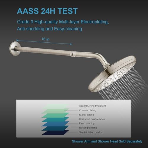OFFO Shower Head Extension Arm, Brushed Nickel 16 in Shower Arm Extension Shower Head Extender Made of 305 Stainless Steel Shower Pipe Extension - color: Brushed Nickel, style: 16 in