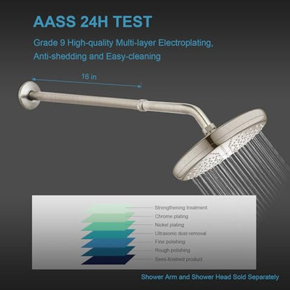 OFFO Shower Head Extension Arm, Brushed Nickel 16 in Shower Arm Extension Shower Head Extender Made of 305 Stainless Steel Shower Pipe Extension - color: Brushed Nickel, style: 16 in