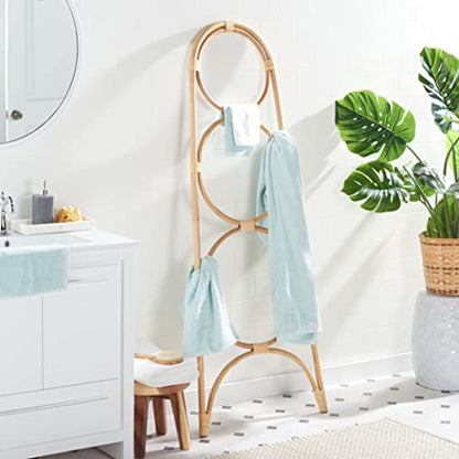 SAFAVIEH Home Collection Kino Natural Solid Wood 3-Tier Leaning Towel Hanger (Fully Assembled) - color: Natural