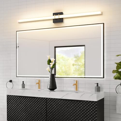Modern Black and Brass Vanity Light Bar 40 Inch, 30W 5CCT Dimmable Bathroom Light Fixtures LED Wall Lighting Fixture - color: Black+Brass, size: 40 inch
