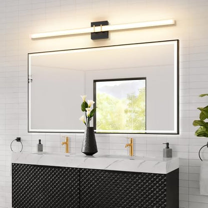 Modern Black and Brass Vanity Light Bar 40 Inch, 30W 5CCT Dimmable Bathroom Light Fixtures LED Wall Lighting Fixture - color: Black+Brass, size: 40 inch