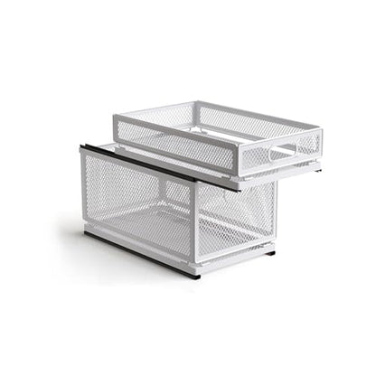 Pull Out Cabinet Organizer, Slide Out Drawers Fixed with Adhesive Nano Film, Pantry Shelves Sliding Drawer Storage Organization for Kitchen (Double Layer 15.7*9.4*12.28inch/40*24*31.2cm) - size: 15.7*9.4*12.28inch/40*24*31.2cm