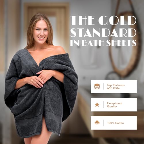 White Classic Luxury Soft Bath Sheets Set - 650 GSM Cotton Luxury Bath Towels Extra Large 35x70 | Highly Absorbent and Quick Dry | Hotel Quality Extra Large Towels Oversized, Black, 2 Pack - color: Black, size: Bath Sheets, 2 Pack