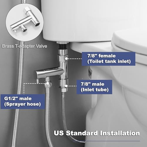 Chrome Bidet Sprayer Set,Handheld Bidet Taps | Attachment for Toilet,Solid Brass,Adjustable Water Pressure,Multi-use Sprayer for Feminine Care,Cloth Diaper & Pet Washing - color: Polished Chrome