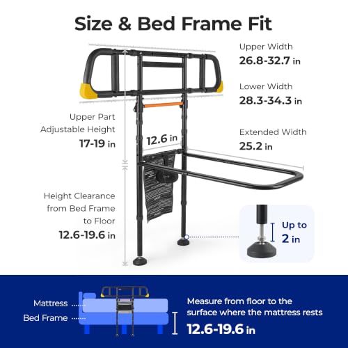 Bed Rails for Elderly Adults Safety, 350 lb Capacity Foldable Bed Rail for Seniors, Width and Height Adjustable, Safety Rail for Adults - size: Bed Rail_5_C