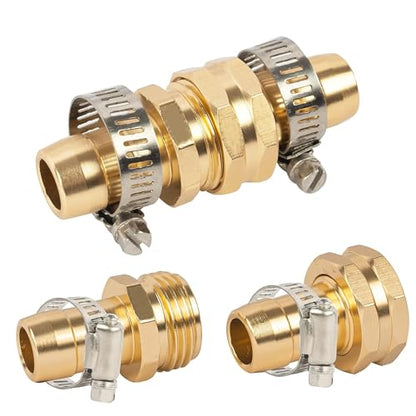 Hourleey Garden Hose Repair Connector with Clamps, Fit for 3/4" or 5/8" Garden Hose Fitting, Male and Female Hose Adapter Water Hose Repair Kit, 5 Set - size: 5-Set