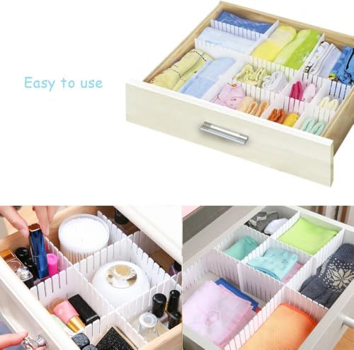 Onerbuy 8pcs Adjustable Grid Drawer Dividers DIY Plastic Closet Separator Tidy Organizer Container for Underwear Socks Belt Office Supplies - color: Fence