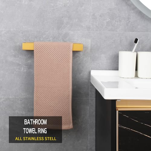 GERZWY Gold Stainless Steel Towel Holder Towel Hanger Towel Ring for Bathroom Lavatory Wall Mount Contemporary Style - color: Champagne Gold