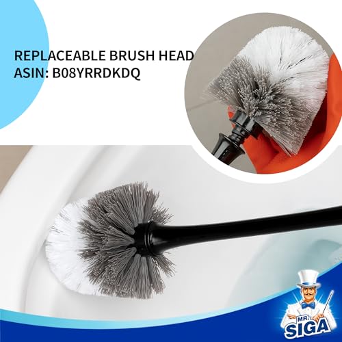 MR.SIGA Toilet Plunger and Brush with Holder for Toilet Cleaning, Black | Heavy duty toilet brush and plunger set, plunger toilet brush combo - color: Black