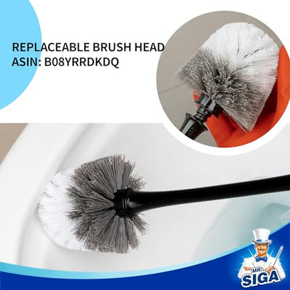 MR.SIGA Toilet Plunger and Brush with Holder for Toilet Cleaning, Black | Heavy duty toilet brush and plunger set, plunger toilet brush combo - color: Black