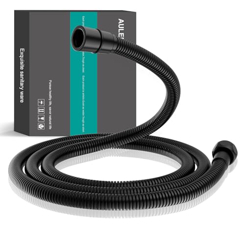 AULEEND，59 inch，encrypted shower hose 304 stainless steel metal - Extra long shower hose -（Universal Connection G 1/2" x 1/2")（Matte Black） - color: Black, size: 59 Inch