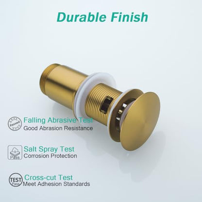All Metal Bathroom Sink Drain,Pop-up Drain with Detachable Basket Stopper,Anti-Clogging Drain Strainer,Hair Catcher,for Vanity Vessel Sink with Overflow,Champagne Bronze,SE83997PB-1CB - color: Champagne Bronze(with Overflow)