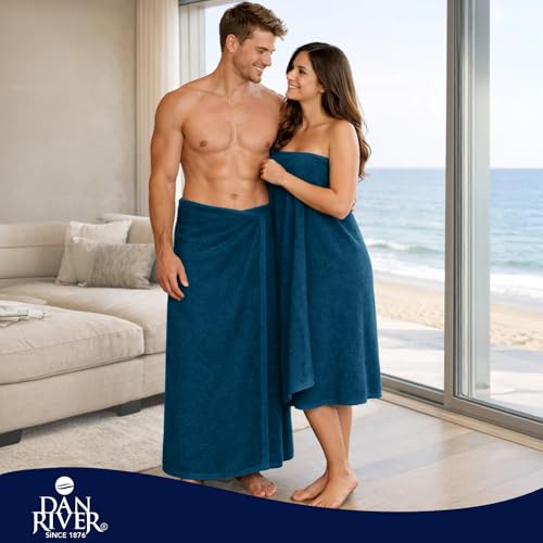 DAN RIVER Pack of 1 Oversized Bath Sheet, 40 x 80 Inches, Blue Opal | 100% Cotton Jumbo Bath Towel with Extra Large Coverage, Lightweight Feel, Super Soft & Quick Dry - color: Blue Opal, size: 40x80" Oversized Bath Sheet