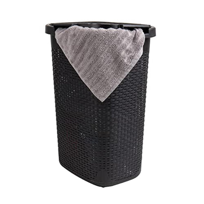 Mind Reader Slim Laundry Hamper with Lid, 60L Tall Clothes Basket, Narrow Tapered Design for Bathrooms, Closets and Laundry Rooms, Plastic, 2 Pack, Black - color: Black, size: 2-Pack