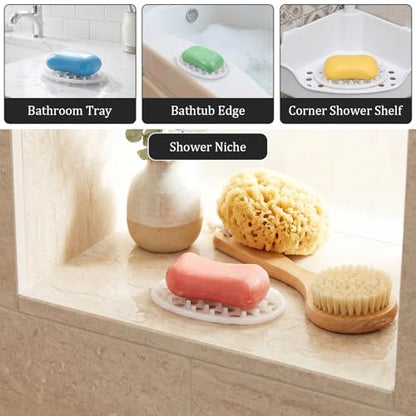 2 Pack Soap Dish for Shower, Non-Slip Silicone Bar Soap Holder Self-Draining Soaps Saver Pad Kitchen & Bathroom Accessories for Shower Niche/Shelf Bathtub
