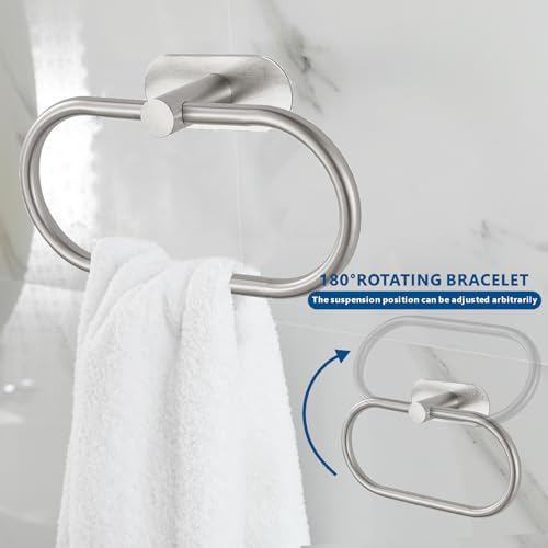 Toilet Paper Holder/Towel Ring Self Adhesive, Eolax No Drilling Brushed Nickel Bathroom Hardware Accessories, Stainless Steel Sticky Toilet Roll Hanger and Hand Towel Holder, 2 Pieces - color: Brushed Nickel