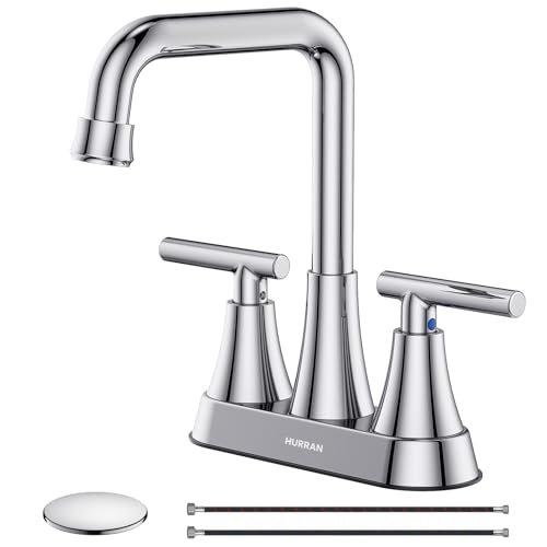 Chrome 4 inch Centerset Bathroom Faucet for Sink 2-3 Hole | Bathroom Sink Faucet with Pop-up Drain and Supply Lines, Stainless Steel 2-Handle Centerset Faucet for Vanity RV Restroom - color: Chrome