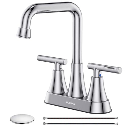 Chrome 4 inch Centerset Bathroom Faucet for Sink 2-3 Hole | Bathroom Sink Faucet with Pop-up Drain and Supply Lines, Stainless Steel 2-Handle Centerset Faucet for Vanity RV Restroom - color: Chrome