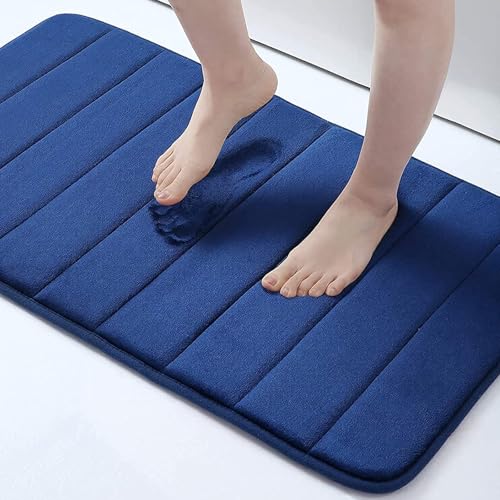 Buganda Memory Foam Bath Mat, 34" x 20", Ultra Soft Bathroom Rugs, Water Absorbent and Machine Washable Bath Rug for Bathroom, Shower, and Tub, Navy Blue - color: Navy Blue, size: 34" X 20"