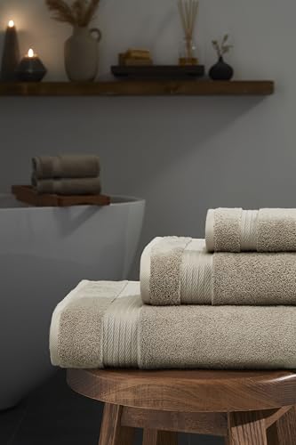 Ozdilek 6-Piece Bath Towel Set, 2 Bath, 2 Hand, 2 Wash, 100% Cotton Turkish Towels, 2 Bath Towels (30x60/550 GSM), 2 Hand Towels (16x30/575 GSM), 2 Washcloths (13x13/600 GSM) (Seahorse Beige) - color: Seahorse