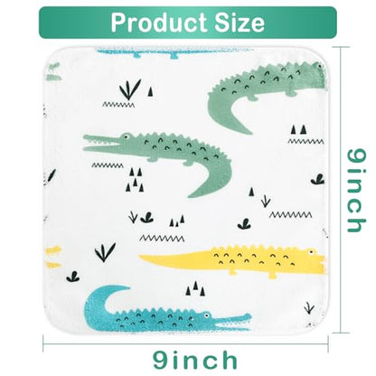 Baby Washcloths, 24Pack Baby Wash Cloths Extra Soft & Ultra Absorbent, Baby Towels and Washcloths Face Towels for Unisex Boys Girls Body, Washclothes Gentle on Sensitive Skin, 9x9 Green Crocodile - color: Crocodile