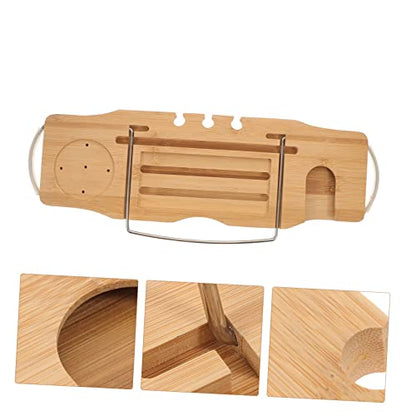 Bathtub Rack Bath Tray for Tub Table Tray tub Rustic Decor Nonslip Expandable Wooden Black and White Decor Tub Table Bride Bamboo Shower Tablet
