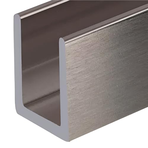 Brixwell SDCD38BN-CCP4 Brushed Nickel 3/8" Fixed Panel Shower Door Deep U-Channel 4 inch Sample - color: Brushed Nickel, size: 4 Inch - Sample