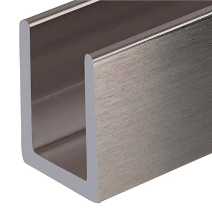Brixwell SDCD38BN-CCP4 Brushed Nickel 3/8" Fixed Panel Shower Door Deep U-Channel 4 inch Sample - color: Brushed Nickel, size: 4 Inch - Sample