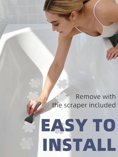 Secopad 36PCS Snowflake Non Slip Bathtub Stickers with Scraper, Clear | Original Large Anti-Slip Treads, Comfortable PEVA Material, Strong Adhesive, Easy to Use, For Bath Tubs, Showers & Stairs - color: Clear