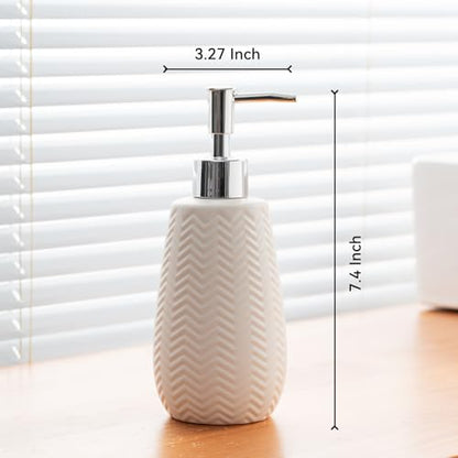 White Soap Dispenser,Wavy Design Ceramic Dispenser for Bathroom, Kitchen, Hand Soap, Dish Soap, Bathroom Countertop - color: White