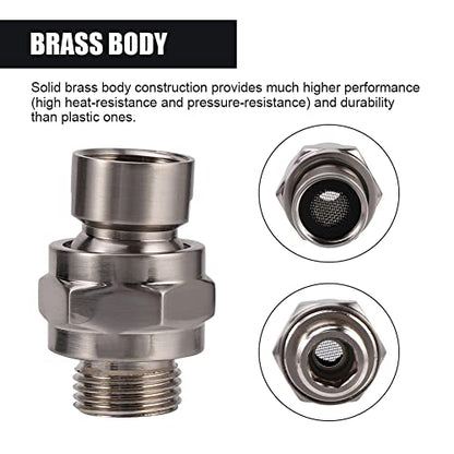 Shower Head Connector,Brass Ball Joint Adjustable Shower Arm Extension Swivel Adapter,Large Water Flow Ball Joint Universal Showering Component Shower Connector,Accessory for Bathroom(Brushed)