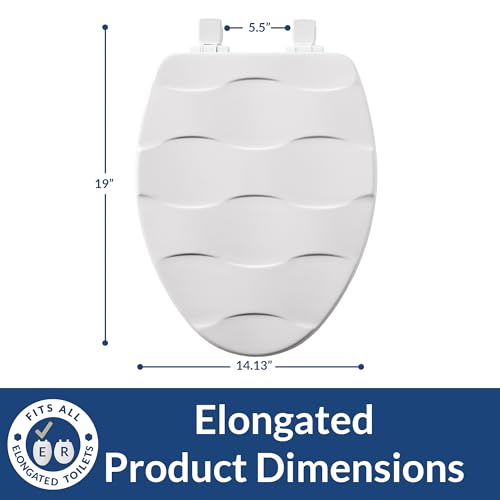 Mayfair Sculptured Basketweave Slow Close Toilet Seat, Easy Clean Hinges with Durable Wood Seat, Made in USA, Elongated, White - size: Elongated, style: Basket Weave