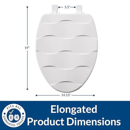 Mayfair Sculptured Basketweave Slow Close Toilet Seat, Easy Clean Hinges with Durable Wood Seat, Made in USA, Elongated, White - size: Elongated, style: Basket Weave