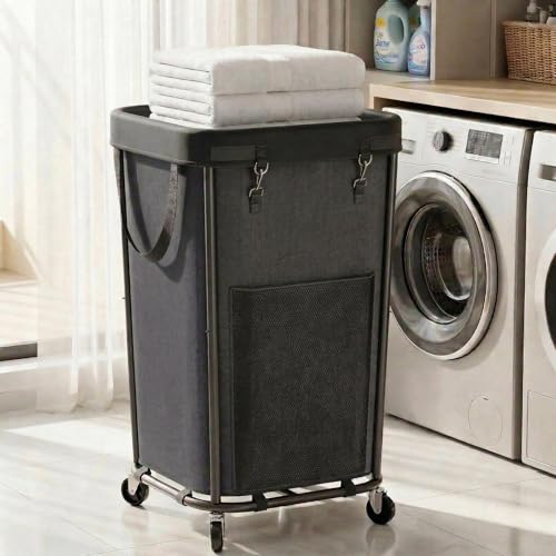 Homedepal 160L Rolling Laundry Basket with Wheels & Removable Bag - Easy‑Move Hamper for Bathroom and Laundry Room (160L Black) - color: 160L Black