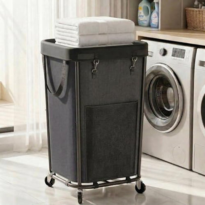 Homedepal 160L Rolling Laundry Basket with Wheels & Removable Bag - Easy‑Move Hamper for Bathroom and Laundry Room (160L Black) - color: 160L Black