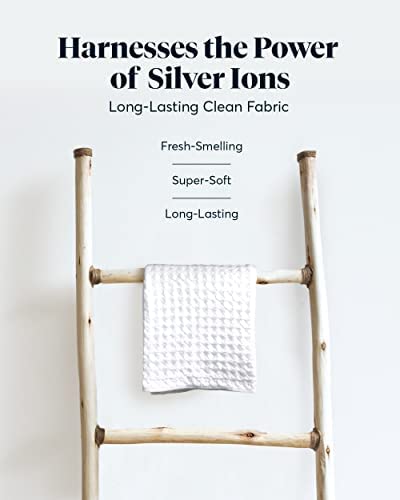 Hand Towels for Bathroom, Waffle Silver-Ion Pima Cotton, Quick Dry, White | Ultra soft and absorbent with a lightweight waffle weave design for quick-drying bath towels. - color: White, style: Hand Towel