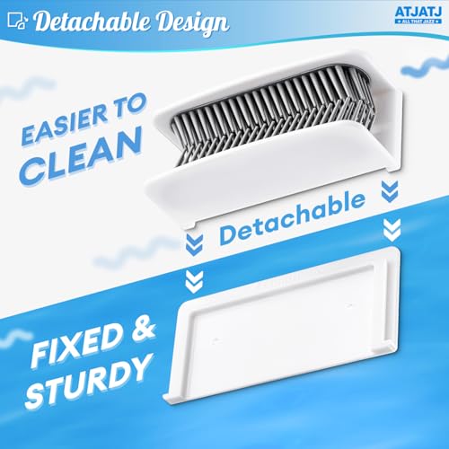 Large Shower Hair Catcher Wall, White Hair Drain Catcher with Silicone Bristle, Bathroom Tub Hair Catcher Drain Protector, Hair Collector for Shower, Shower Hair Trapper, Hair Grabber for Drain