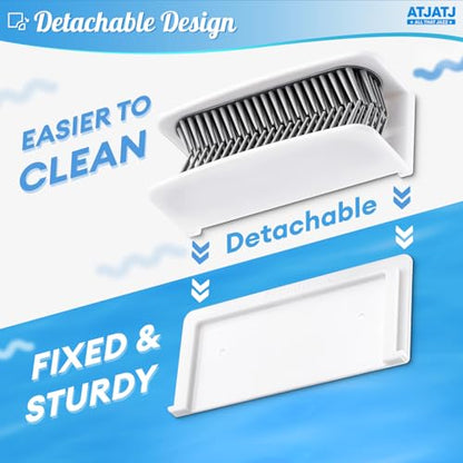 Large Shower Hair Catcher Wall, White Hair Drain Catcher with Silicone Bristle, Bathroom Tub Hair Catcher Drain Protector, Hair Collector for Shower, Shower Hair Trapper, Hair Grabber for Drain
