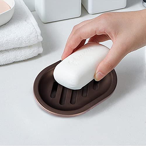 Topsky 2 Pcs Soap Dish for Shower, Double Layer Draining Soap Box with Drip Tray, Plastic - Bronze - color: Bronze