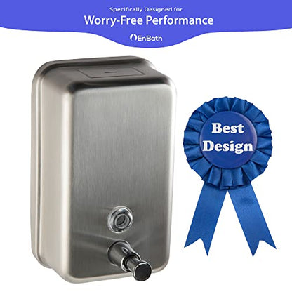 Commercial Soap Dispenser Wall Mount, 304 Stainless Steel & Solid Brass Pump Core, Industrial Grade Hand Soap Dispenser with Corrosion-Proof Lining for Bathrooms & Kitchens, 37oz/1100ml ADA Compliant - style: Vertical