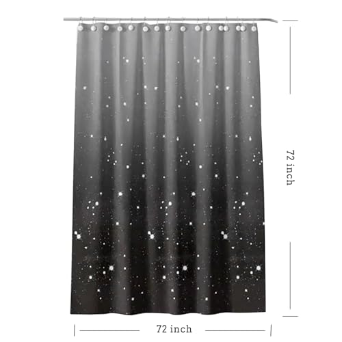 Shower Curtain Liner 72 x 72, Plastic Waterproof 4G Lightweight Shower Liner for Bathroom, with Grommets Holes and 3 Heavy Duty Magnetic Weights - color: Black Star