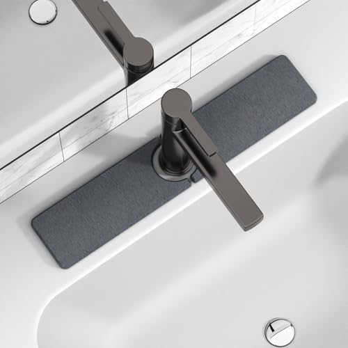 Premium Stone Faucet Mat for Kitchen Sink, 20" x 4" Dark Gray | Quick Drying & Water Absorbent, Sink Splash Guard Tray for Prevents Moisture Buildup - color: Dark Gray, size: 20" x 4"