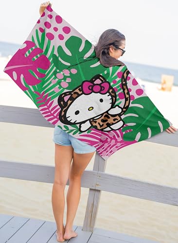 Jay Franco Hello Kitty Bath Pool Beach Towel - Tropical Super Soft & Absorbent 100% Cotton Towel, Measures 28 x 58 - color: Multi - Hello Kitty