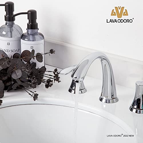 Bathroom Faucet for Sink 3 Hole, Chrome, BF405-C | 8 inch Widespread Bathroom Faucet 2 Handle Bathroom Sink Faucet for Vanity with Drain Assembly Supply line, Chrome - color: Chrome