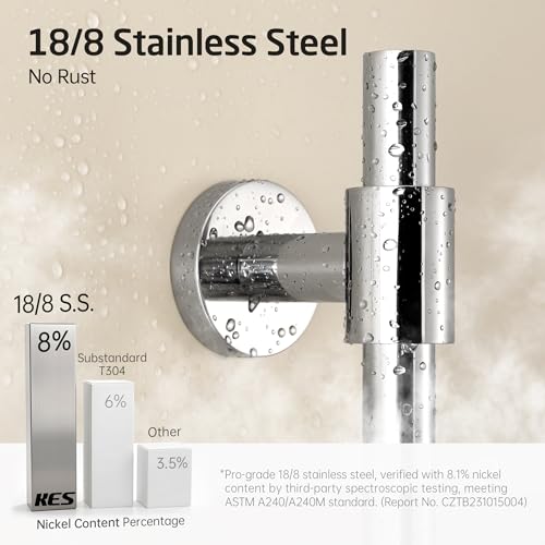 KES All Metal Shower Slide Bar 30-Inch (Non-Plastic) with Adjustable Shower Head Holder, 18/8 Stainless Steel Shower Slide Bar with Adjustable Bracket Cover Existing Holes, Polished Steel, F210S78-PS - color: Polished Steel