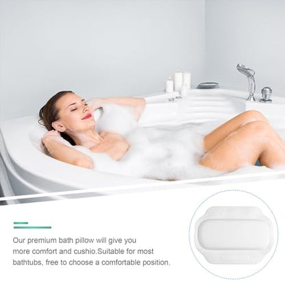 Slip Resistant Bathtub Pillow with Strong Suction Cups Extra Thick PVC Foam Bath Cushion for Head Neck Shoulder Support Recyclable Material Suitable for Spa and Tub Baths