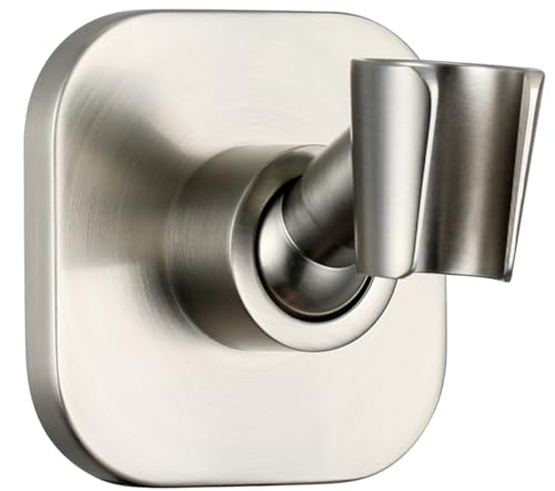 G-Promise Metal Handheld Shower Head Holder, No-Drill (Brushed Nickel) | Adhesive or Drilled Installation, Wide Adjustment Range Fits All Family Heights, Firmly Secure Showerhead, Easy to Install - color: Brushed Nickel
