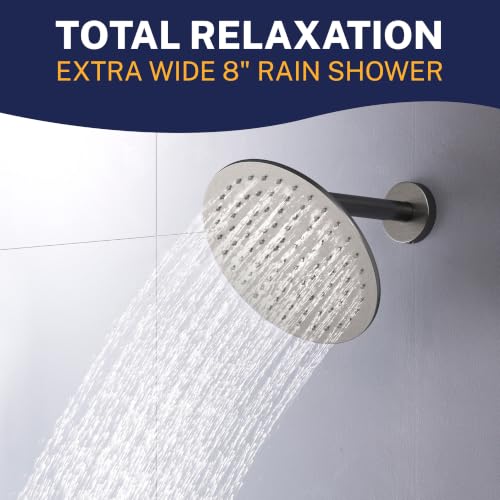 HammerHead Showers® Solid Metal 8 Inch Rainfall Shower Head – GRAY - Shower Head Rainfall - 2.5 GPM High Flow Shower Head Optimized for Pressure – Large Round Rain Shower Head - color: HammerHead Gray, size: 2.5 GPM