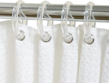 Kutesna 48PCS Shower Curtain Hooks,Clear Plastic Shower Curtain Rings | O Shape Shower Hooks,Easy to Snap Closure,Rust Proof Anti-Drop,Smooth Sliding Curtain Hooks for Bathroom Shower Rods Curtains